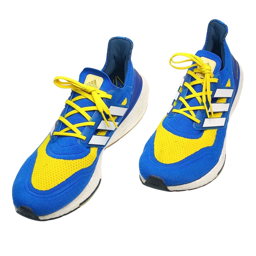 Adidas Ultraboost 21 Mens Blue Yellow Running Shoes FY1926 Size 15
